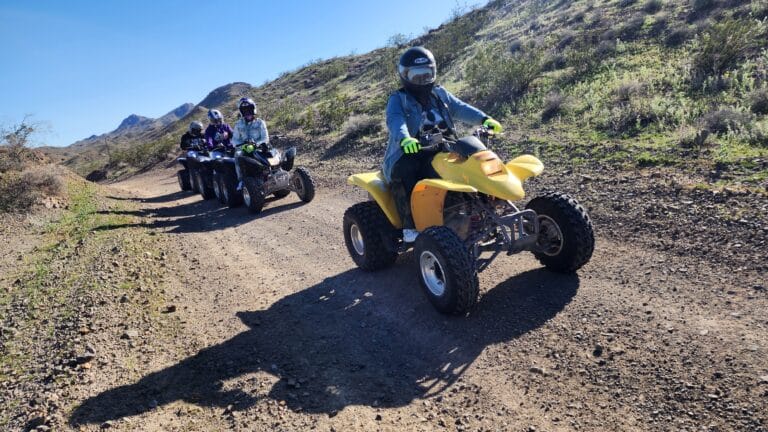 Join an epic ATV tour near Las Vegas! Explore Nevadas hilly landscapes on RZRs, enjoying sunny skies and Colorado River views.