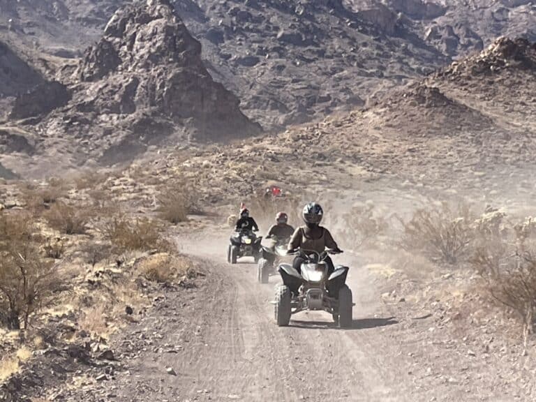 Experience an exhilarating ATV tour near Las Vegas: Ride through Nevada’s rocky desert landscape with stunning Colorado River views.