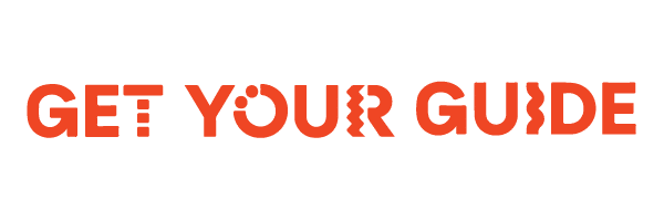 The bold, adventurous Get Your Guide logo in orange letters evokes the thrill of Las Vegas ATV tours and Nevada RZR off-road rides.