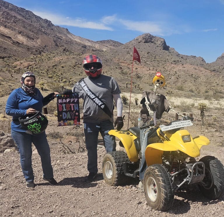 Celebrate a birthday in the Nevada desert near Las Vegas with ATV tours, a yellow ATV, and ghost town sights by the Colorado River!.