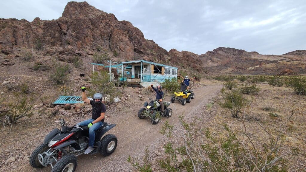 Explore Nevada’s rocky desert near Las Vegas on ATV tours—ride past historic buildings, desert hills, and the scenic Colorado River!.