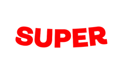 Bold, red SUPER in curved uppercase pops on light gray—evoking Las Vegas RZR and ATV tour excitement near the Colorado River.