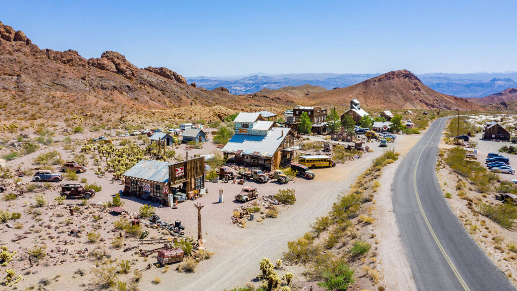 Explore Nevada’s Eldorado Canyon ghost town near Las Vegas—vintage cars, cacti, and ATV tours by the Colorado River.